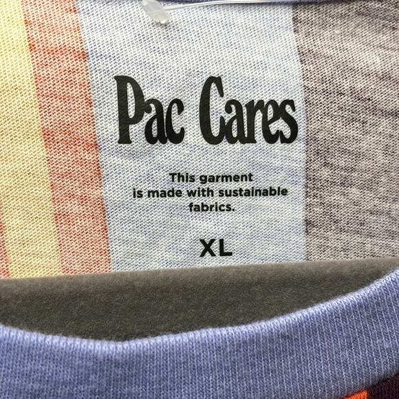 Pacsun pac cares cotton men’s long‎ sleeve shirt striped purple Orange top - Picture 3 of 4